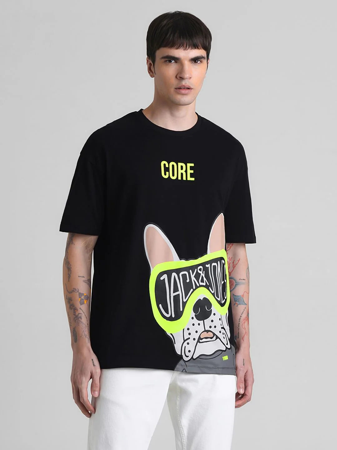 Black Doggo Print Oversized T-shirt - Image 2