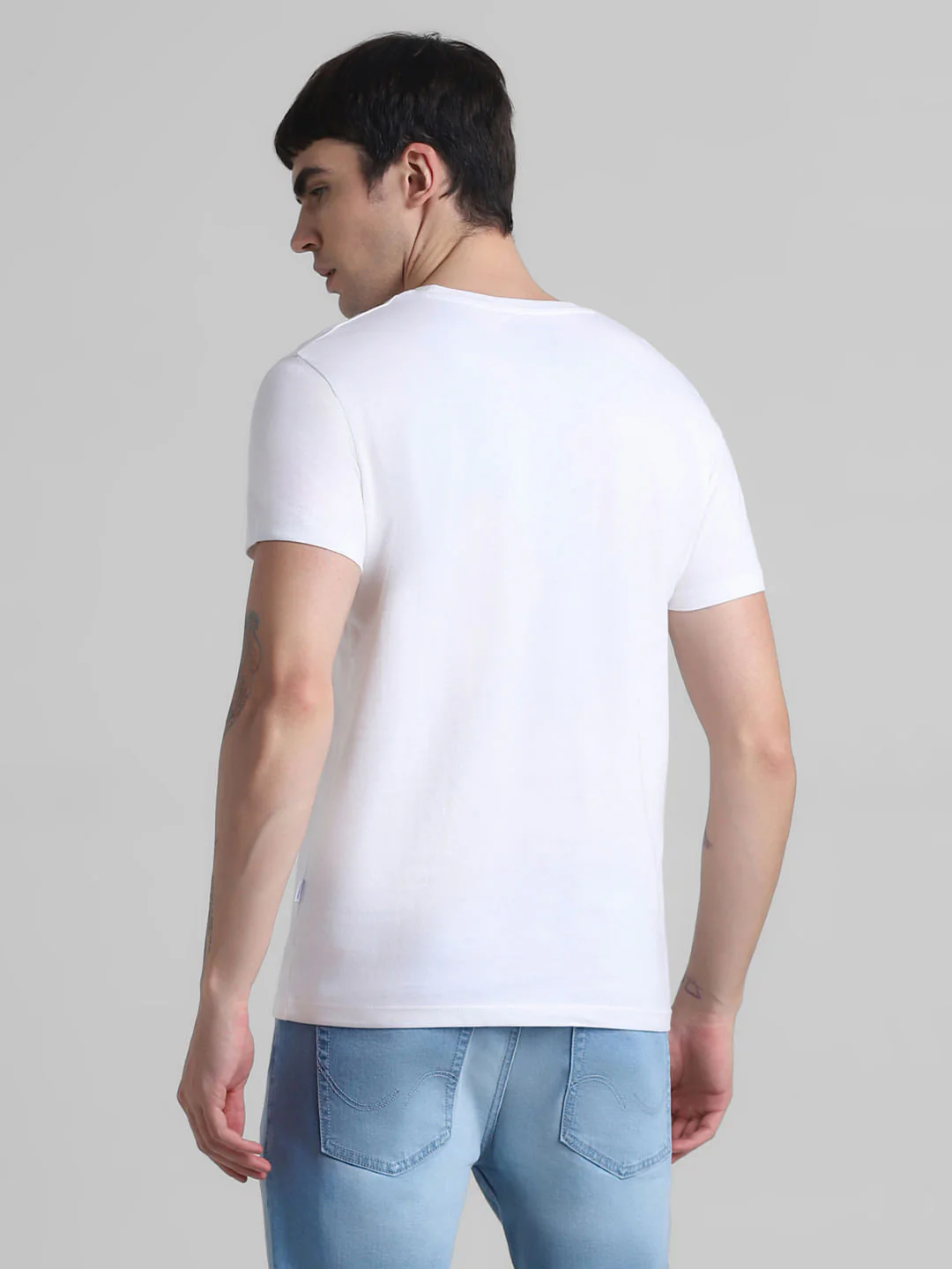White Logo Print Crew Neck T-shirt - Image 4