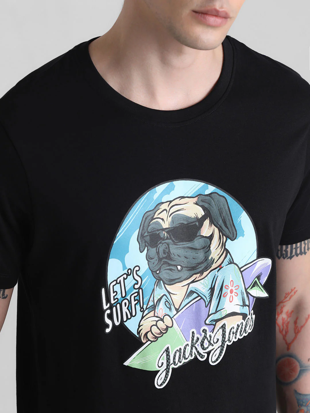 Black Doggo Print Crew Neck T-shirt - Image 5