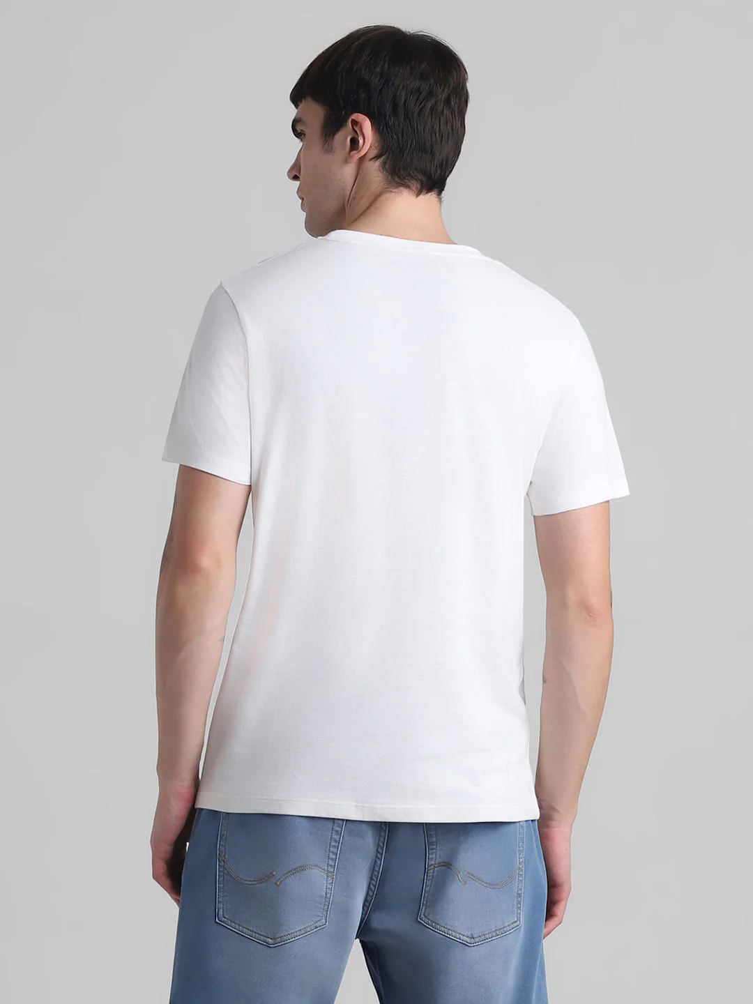 White Printed Crew Neck T-shirt - Image 4