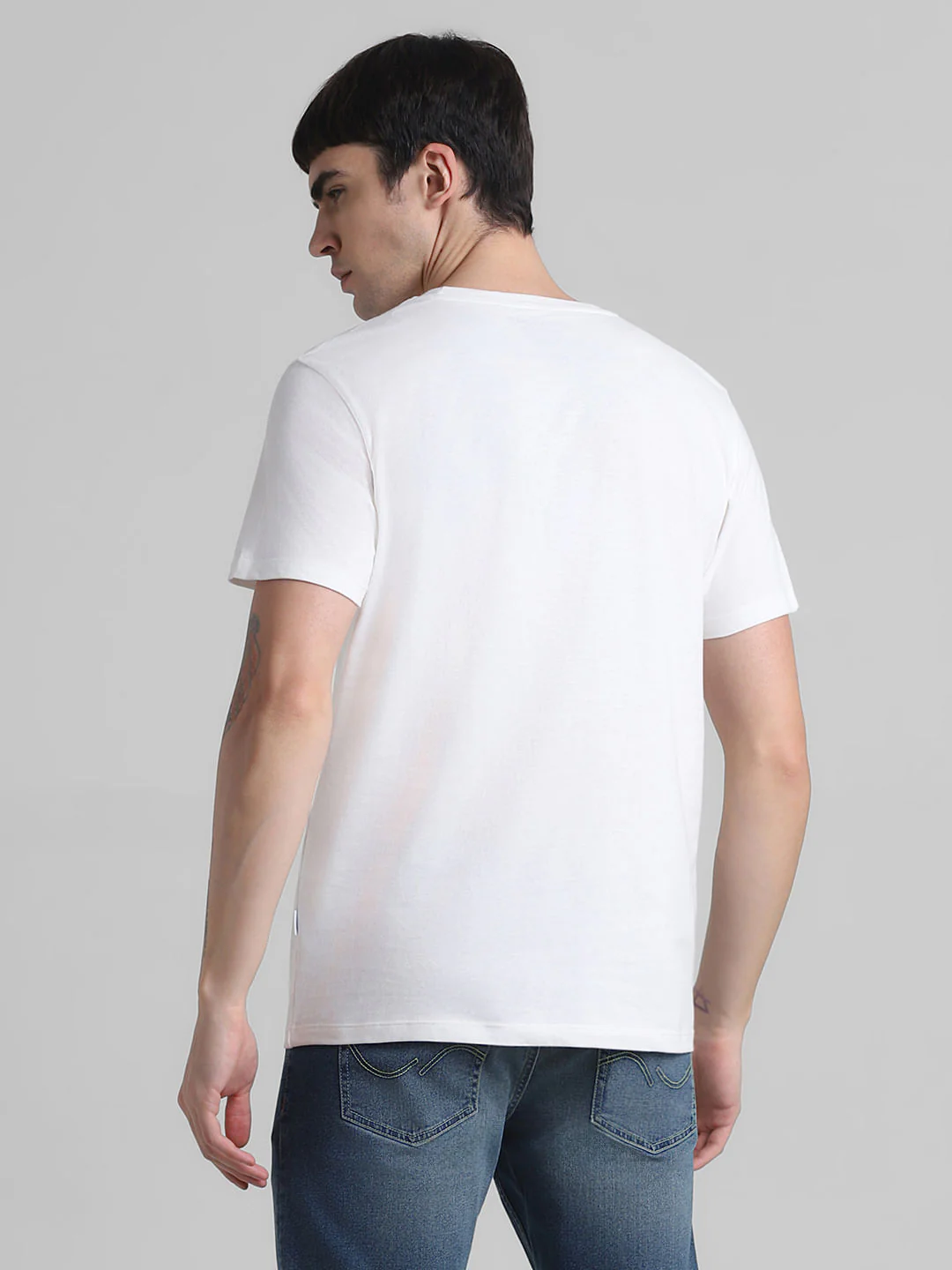 White Embroidered Logo Crew Neck T-shirt - Image 4