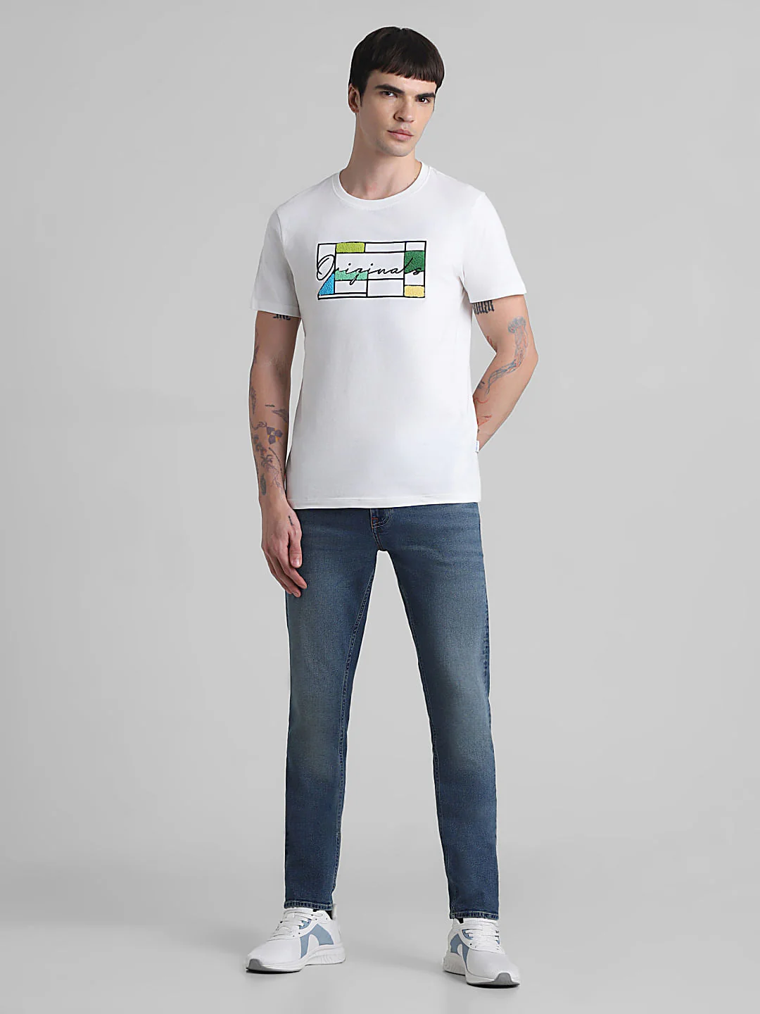 White Embroidered Logo Crew Neck T-shirt - Image 6