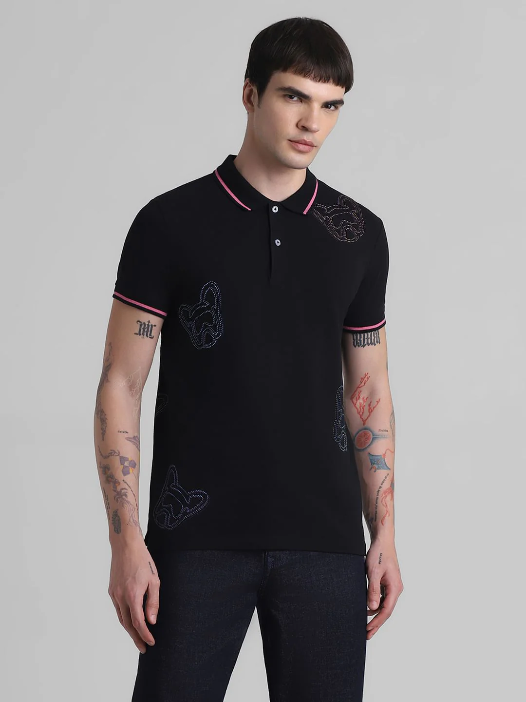 Black Doggo Print Polo T-shirt - Image 2