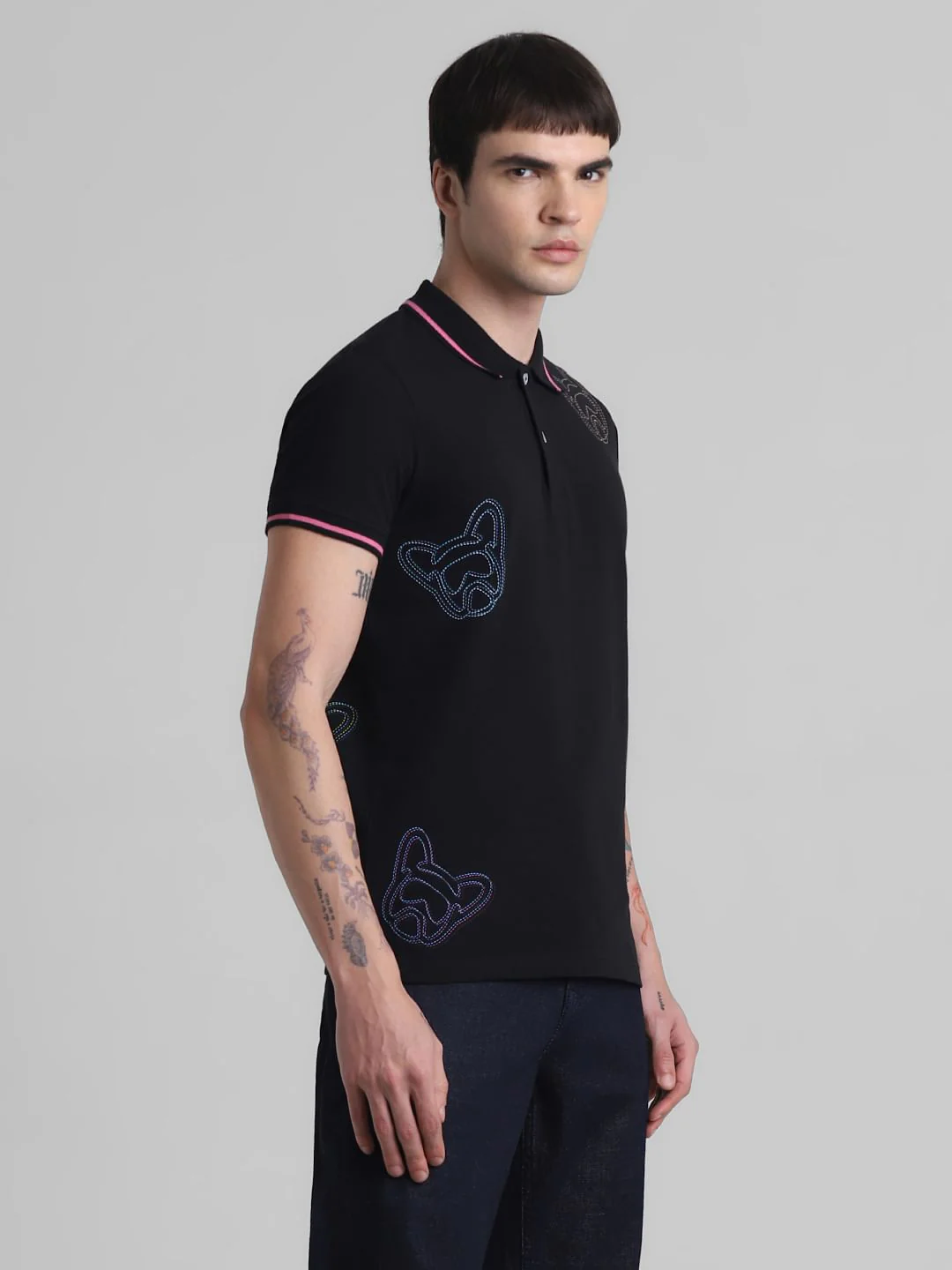 Black Doggo Print Polo T-shirt - Image 3