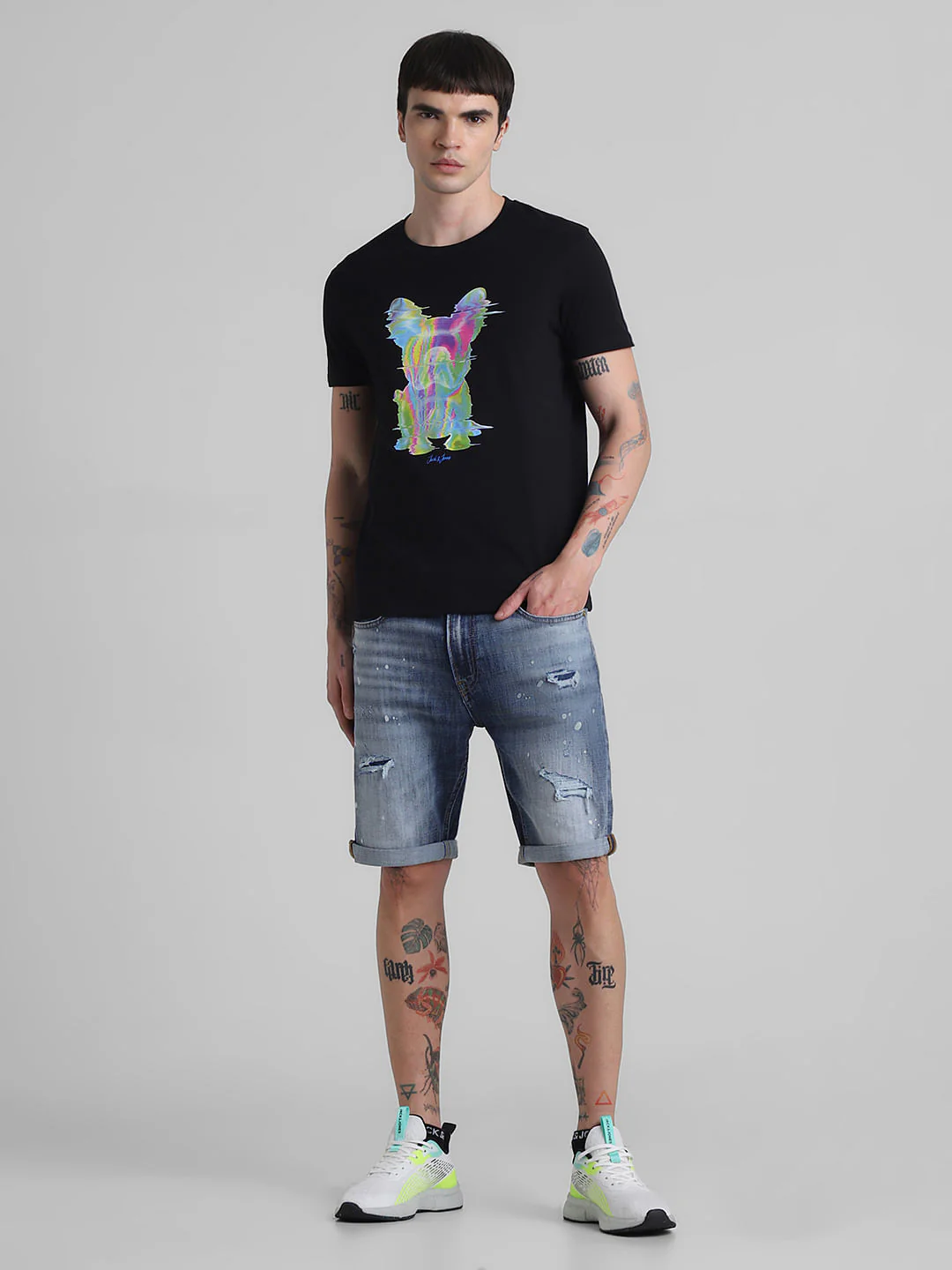 Black Metadog Print Cotton T-shirt - Image 6