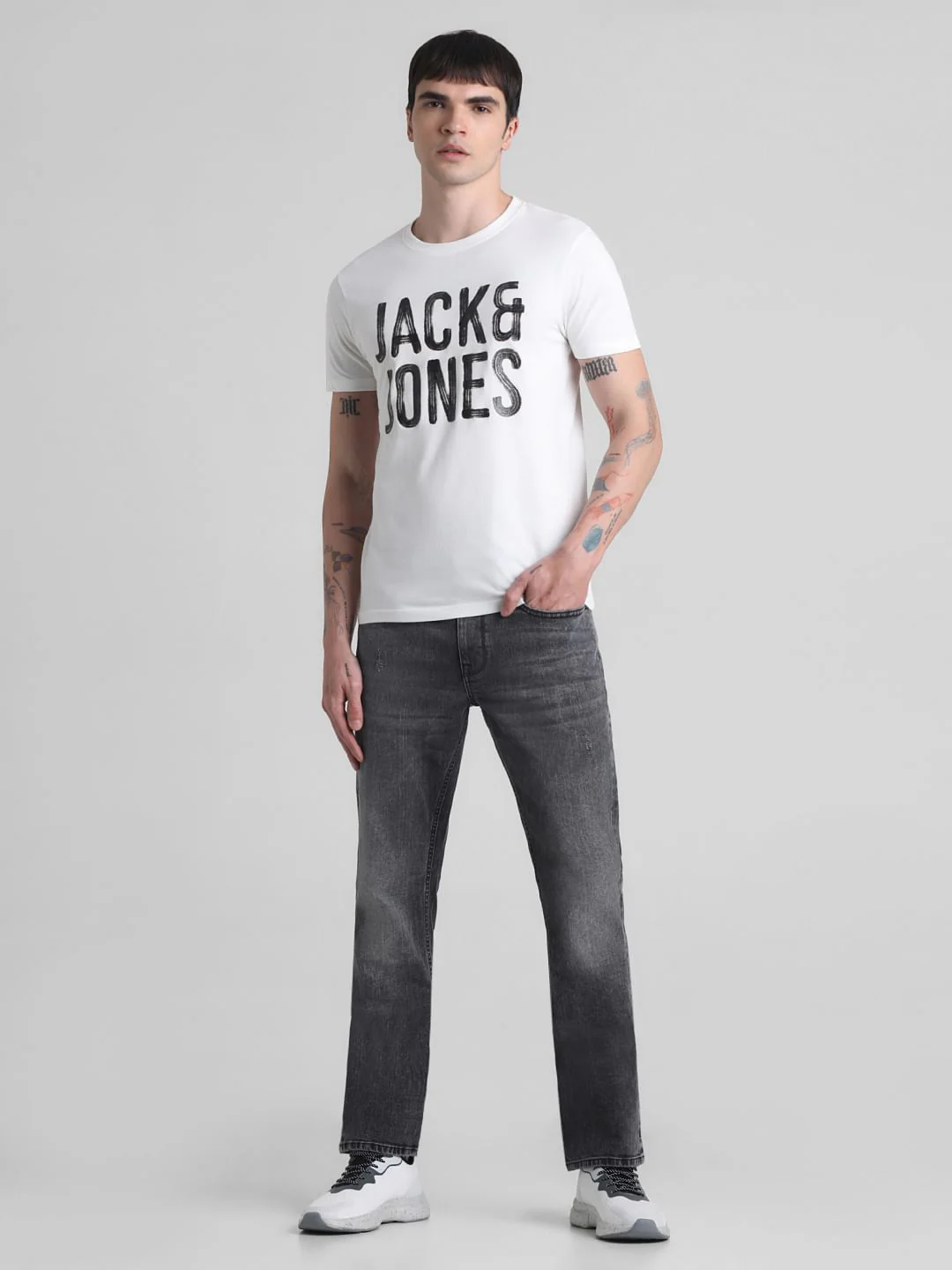 White Logo Print Crew Neck T-shirt - Image 6