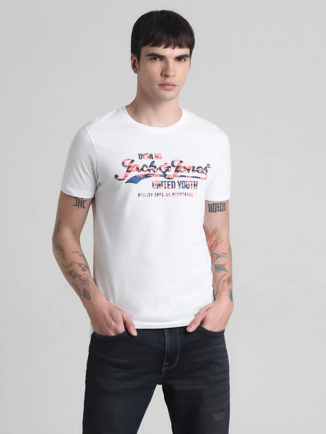 White Logo Print Crew Neck T-shirt - Image 2