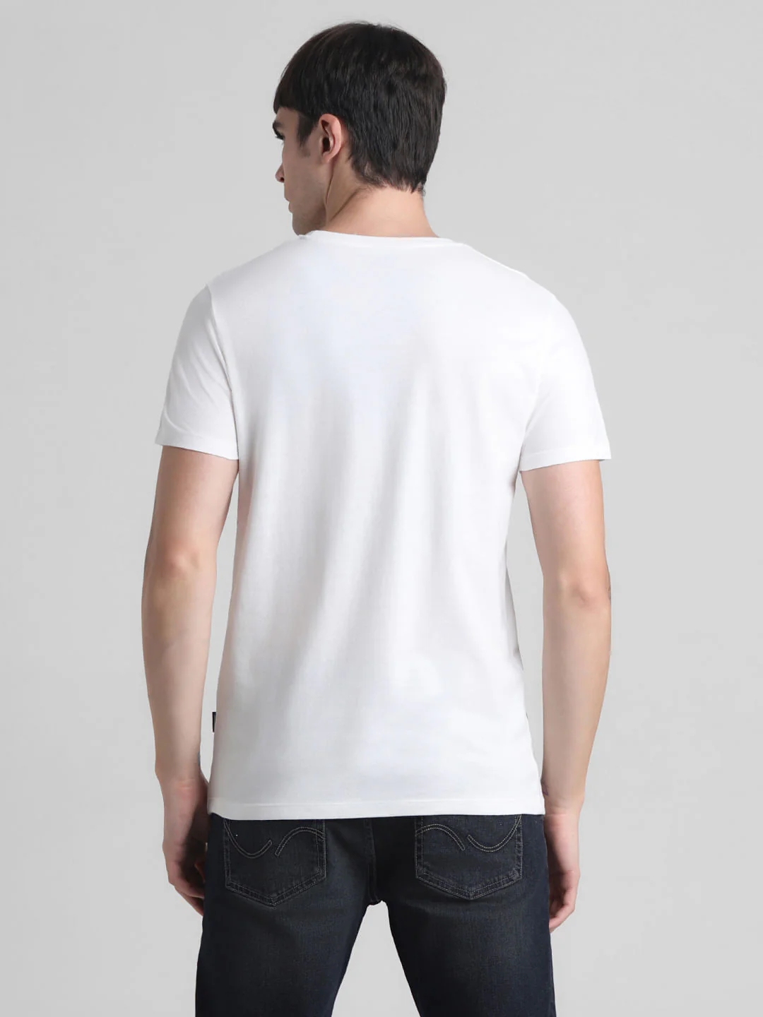 White Logo Print Crew Neck T-shirt - Image 4