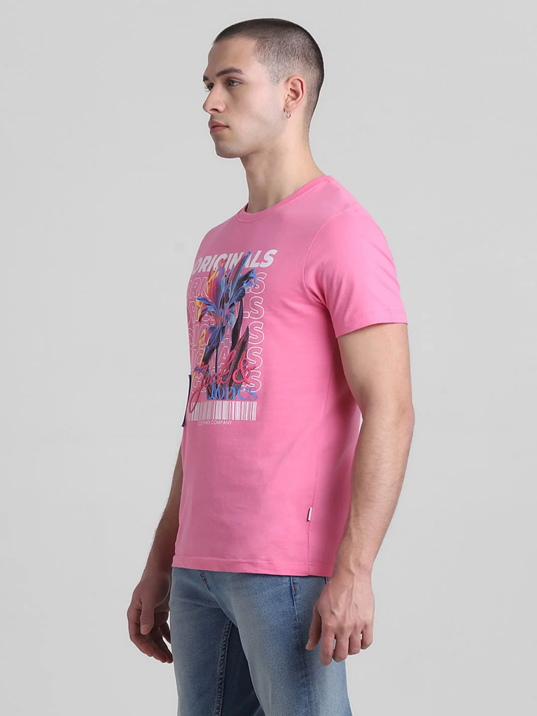 Pink Logo Print Crew Neck T-shirt - Image 3