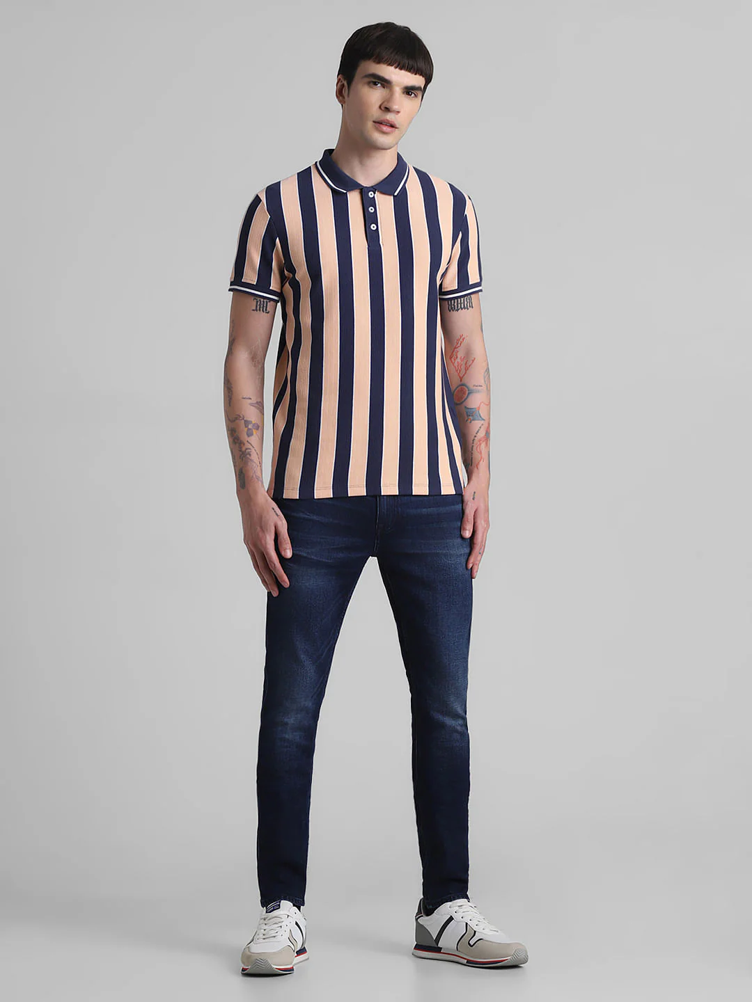 Peach Striped Polo T-shirt - Image 6