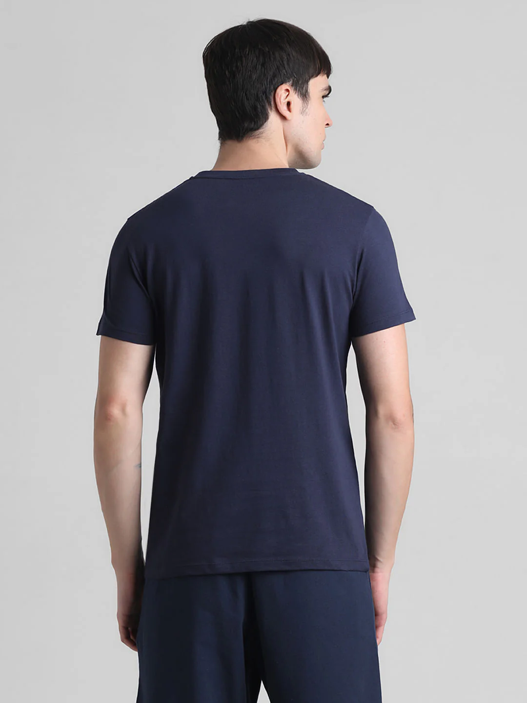 Blue Printed Crew Neck T-shirt - Image 4