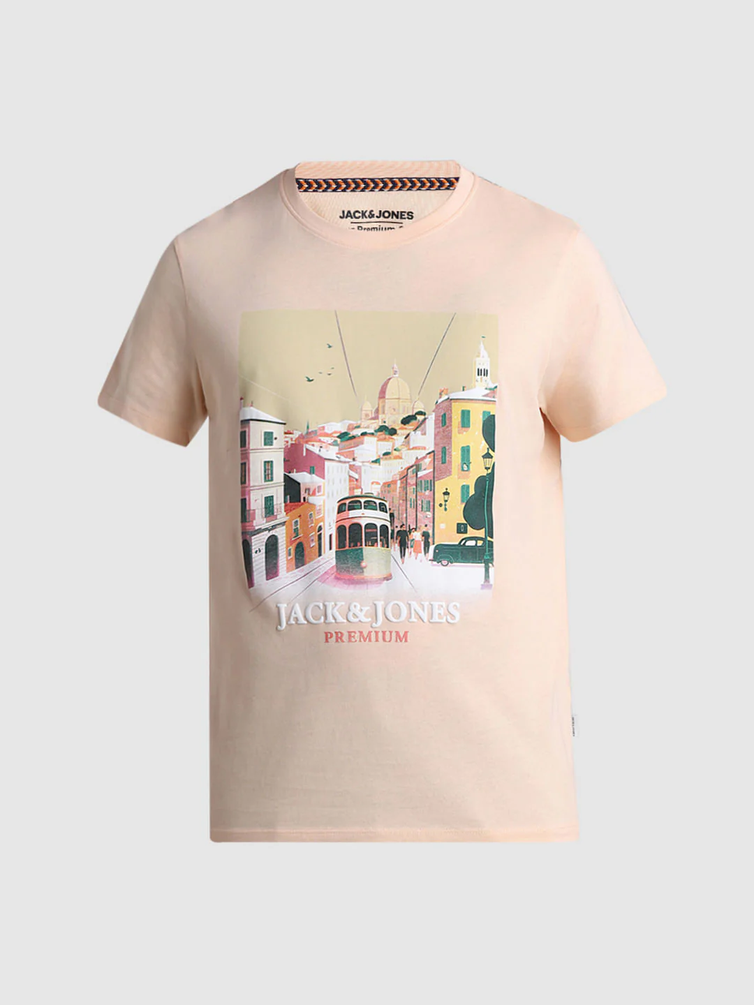 Peach Cityscape Print T-shirt - Image 7