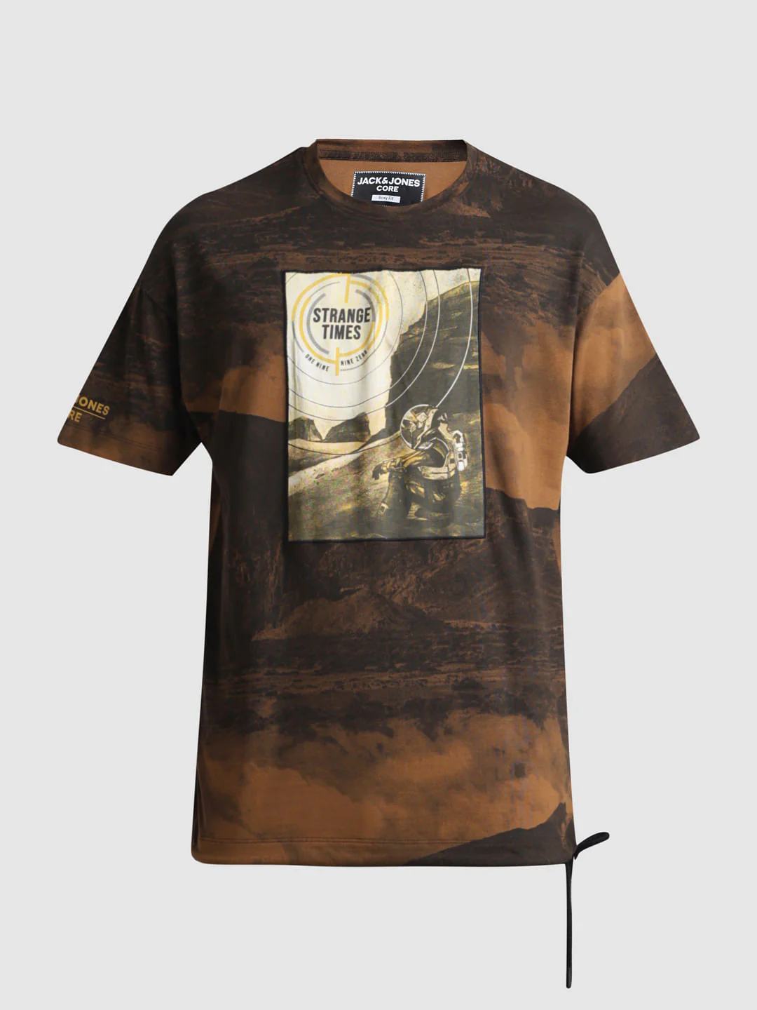 Brown Printed Oversized Crew Neck T-shirt - Image 8
