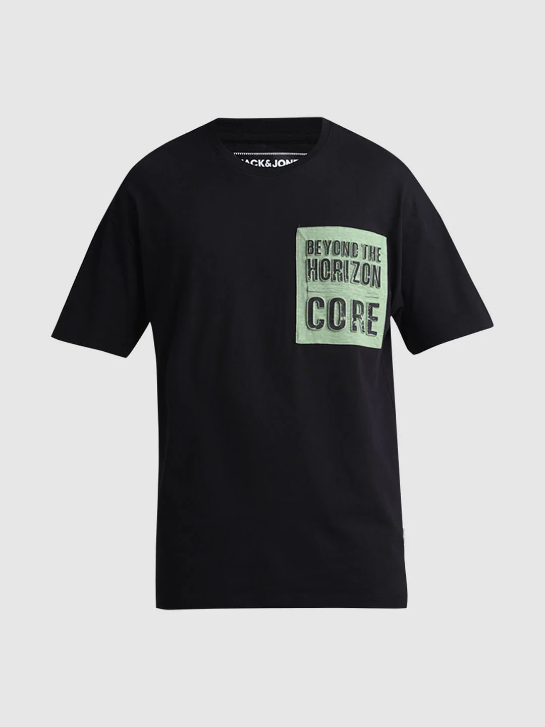 Black Applique Print Oversized Crew Neck T-shirt - Image 7