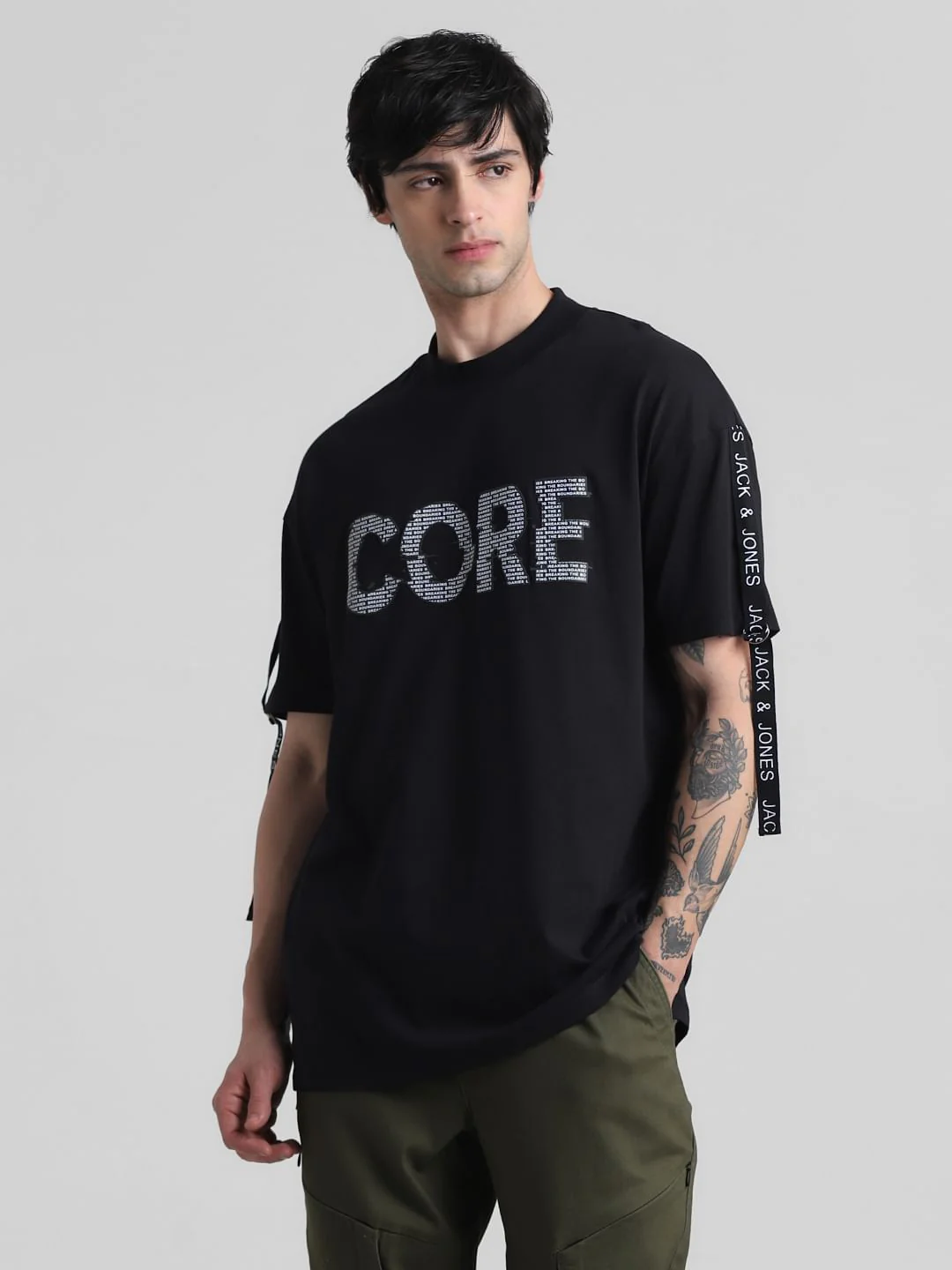 Black Logo Ribbon Detail Oversized T-shirt - Image 2