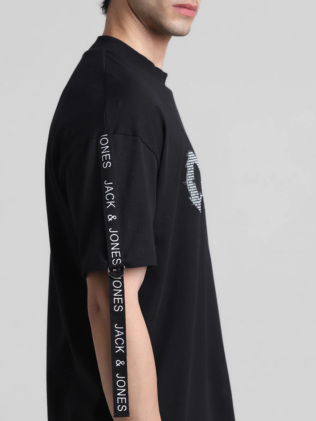 Black Logo Ribbon Detail Oversized T-shirt - Image 6