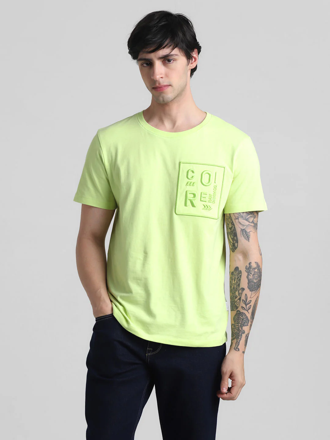 Green Applique Print Crew Neck T-shirt - Image 2