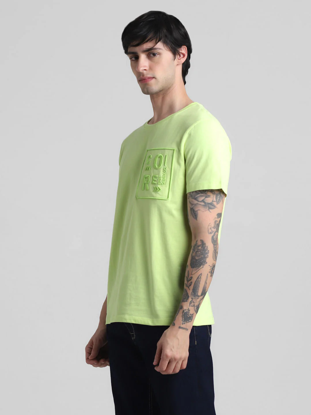 Green Applique Print Crew Neck T-shirt - Image 3
