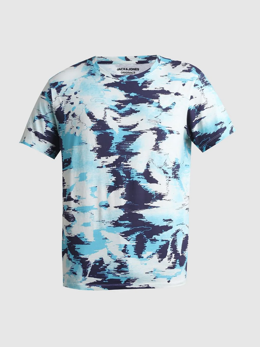 Blue Printed Crew Neck T-Shirt - Image 7