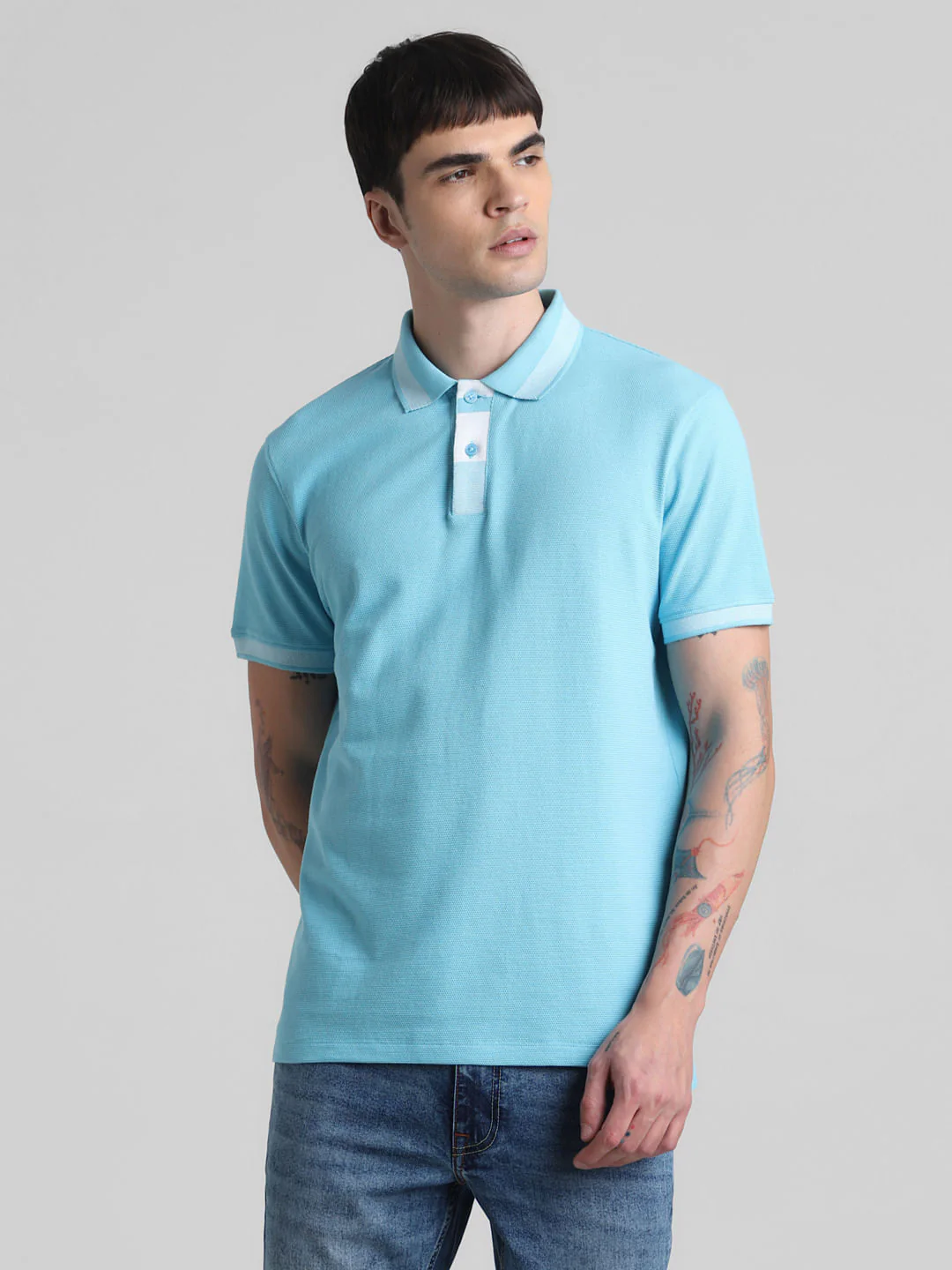 Blue Cotton Polo T-shirt - Image 2