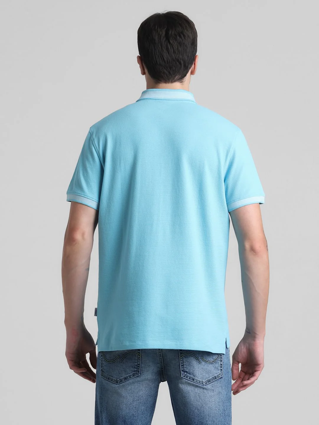Blue Cotton Polo T-shirt - Image 4