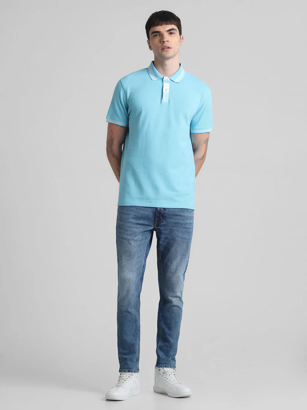 Blue Cotton Polo T-shirt - Image 6
