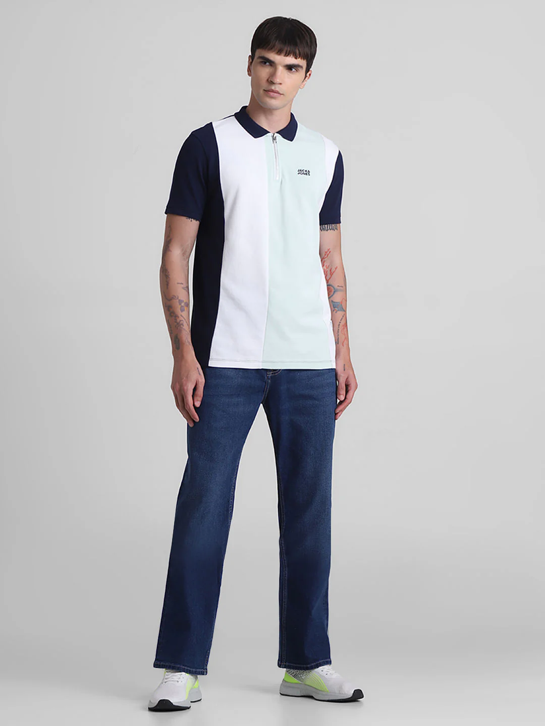 Blue Colourblocked Polo T-shirt - Image 6