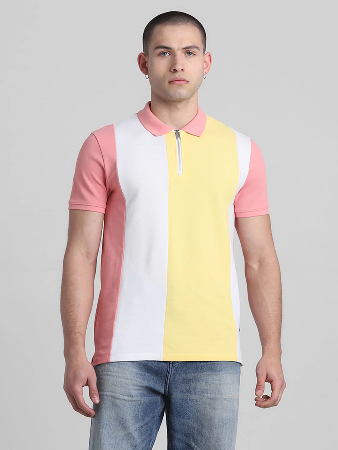 Pink Colourblocked Polo T-shirt - Image 2