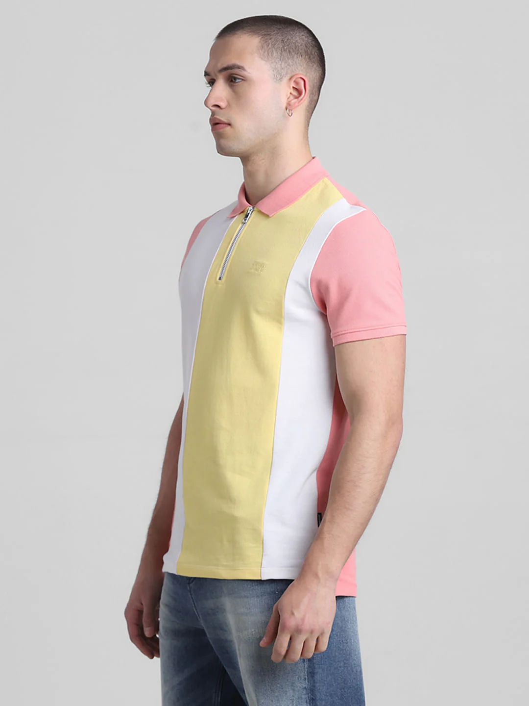 Pink Colourblocked Polo T-shirt - Image 3