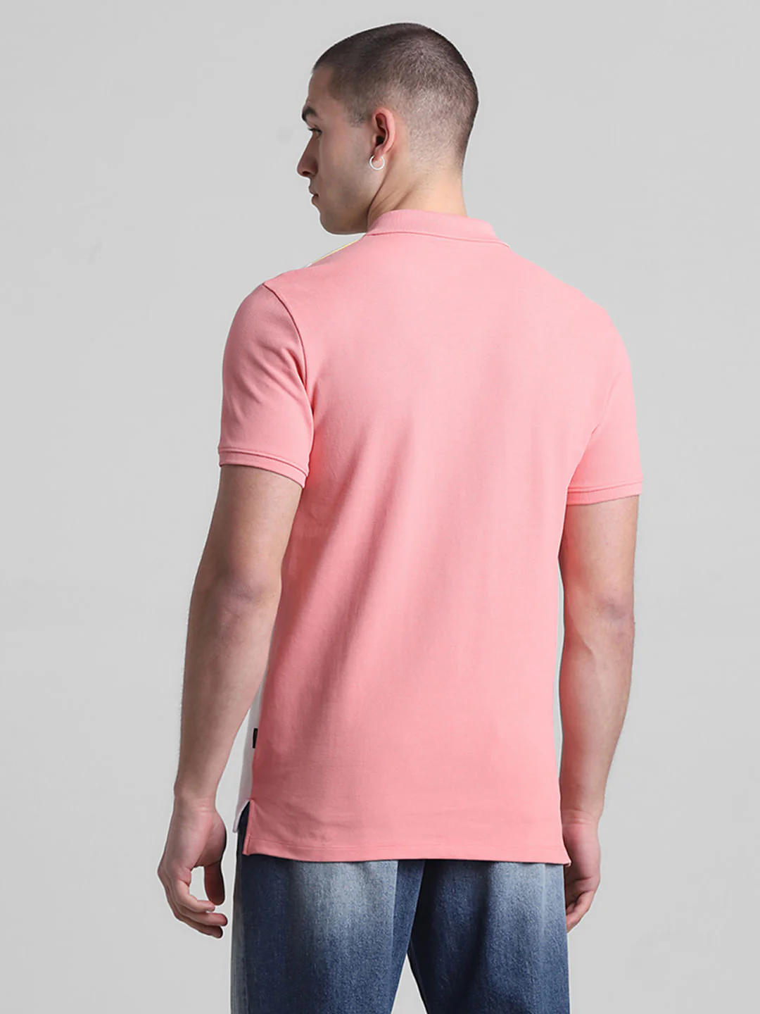 Pink Colourblocked Polo T-shirt - Image 4