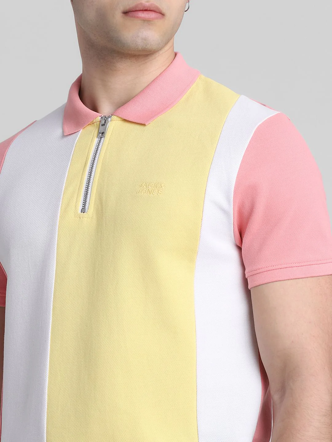 Pink Colourblocked Polo T-shirt - Image 5