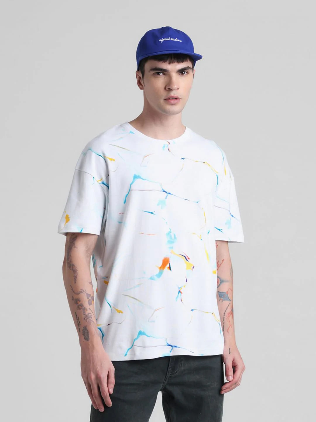 White Smudge Paint Oversized T-shirt