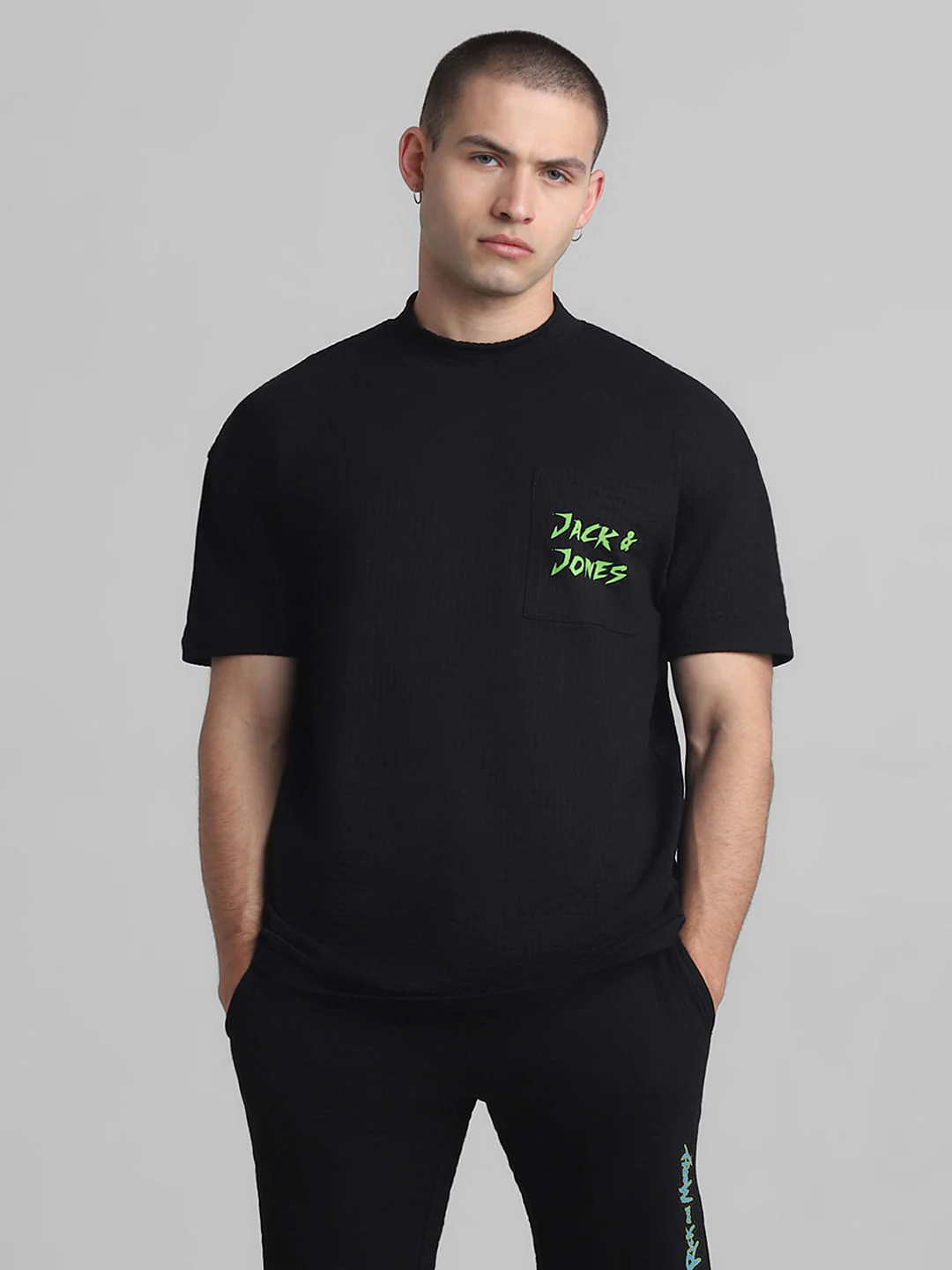 RICK & MORTY Black Printed Oversized Co-ord Set T-shirt - Image 2