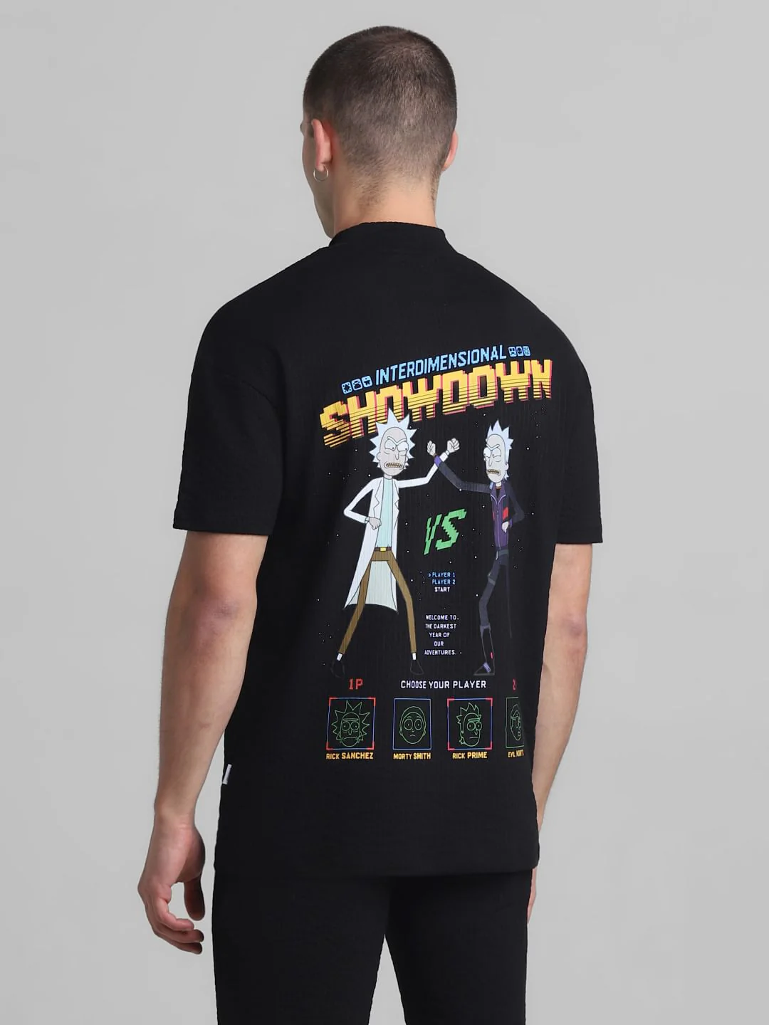 RICK & MORTY Black Printed Oversized Co-ord Set T-shirt - Image 4