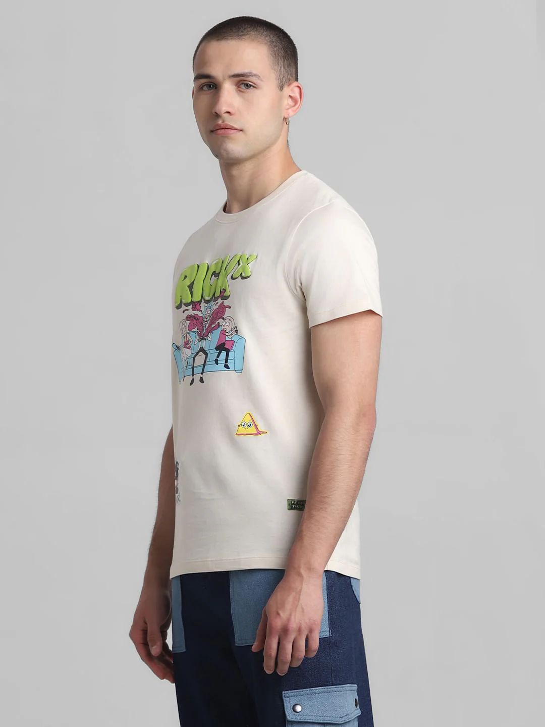 RICK & MORTY Cream Graphic Print T-shirt - Image 3