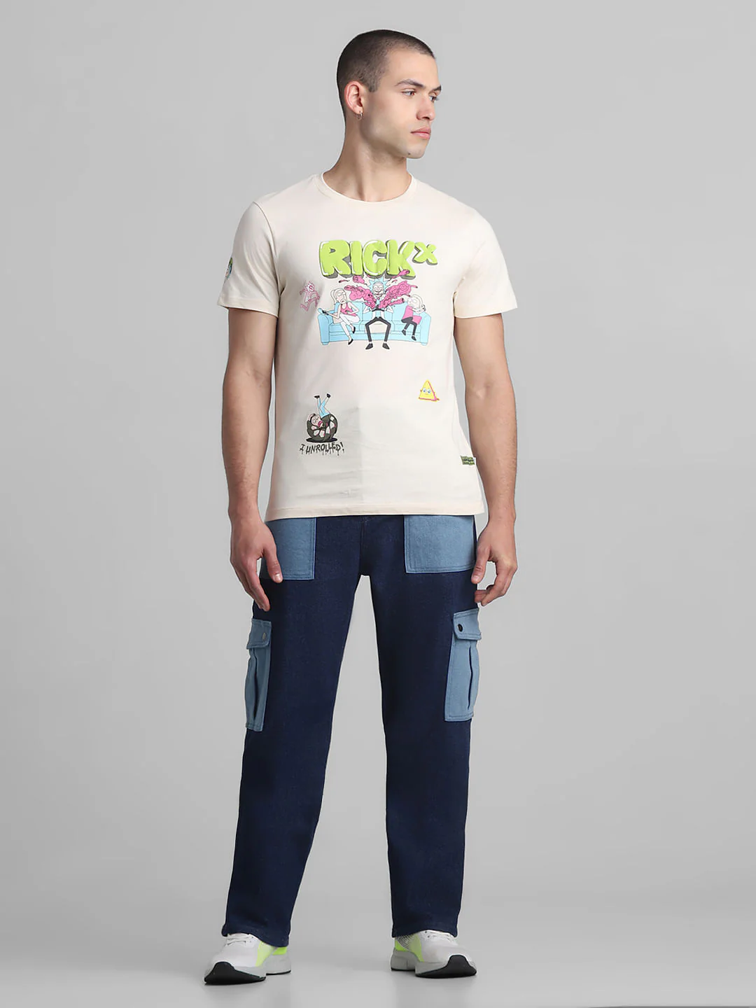 RICK & MORTY Cream Graphic Print T-shirt - Image 7