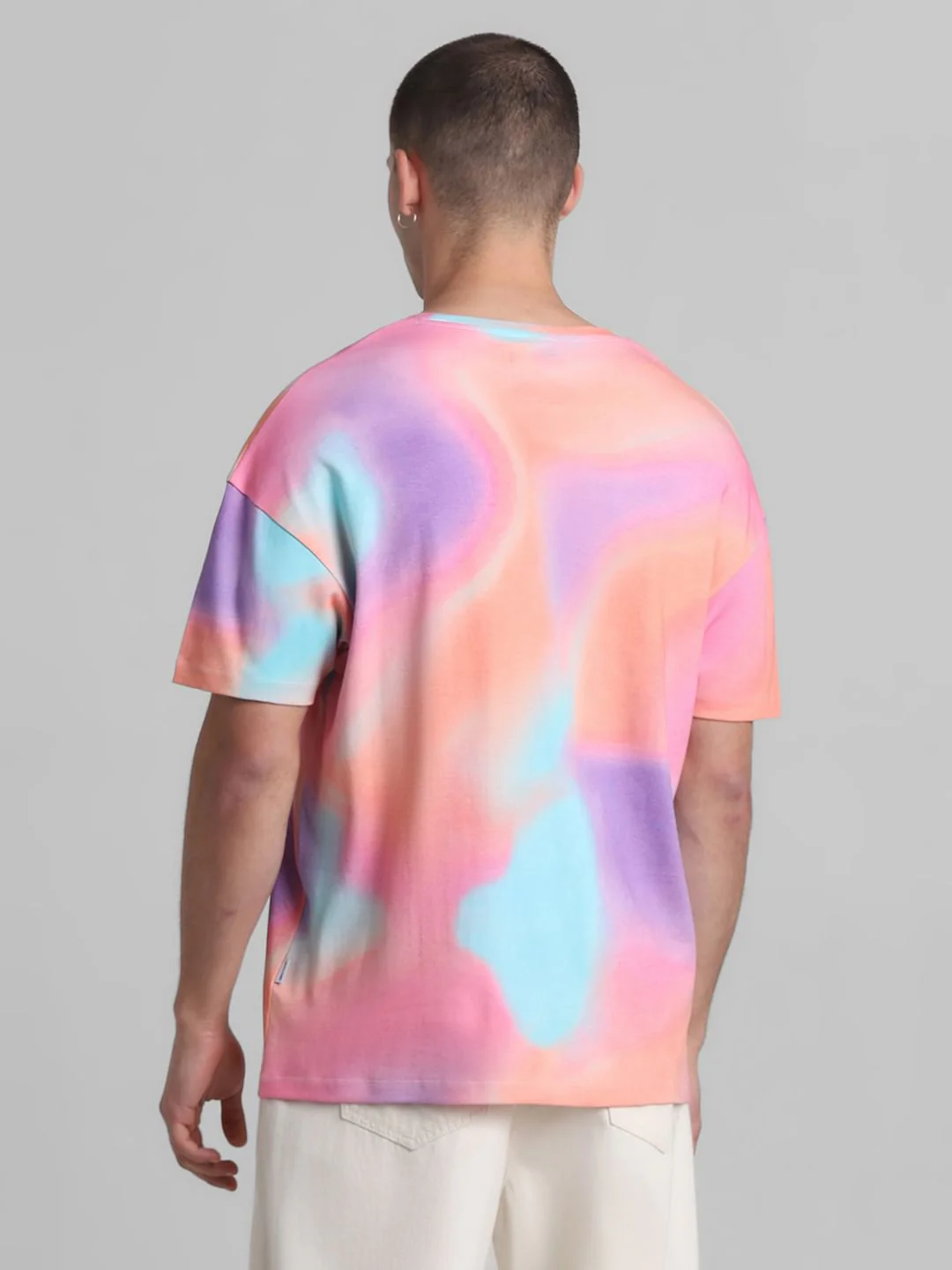 RICK & MORTY Peach Ombre Printed Oversized T-shirt - Image 4