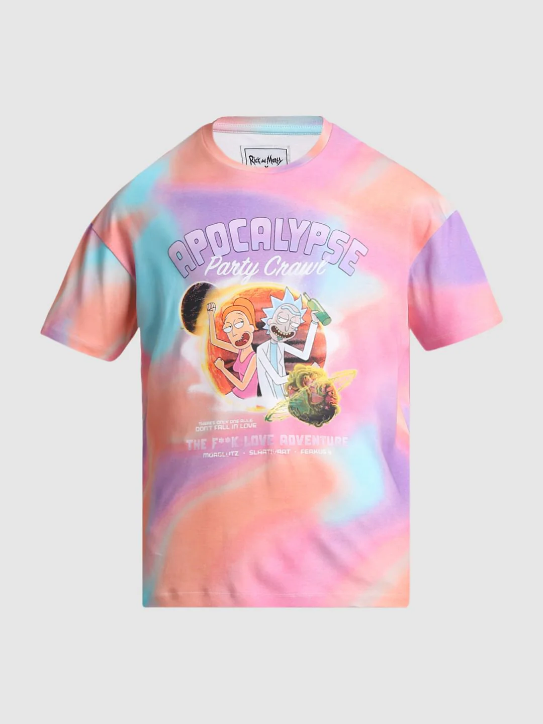 RICK & MORTY Peach Ombre Printed Oversized T-shirt - Image 7
