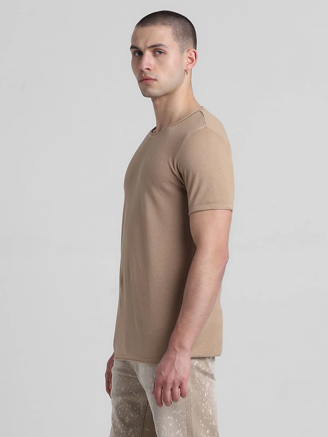 Brown Cotton Knitted T-shirt - Image 3