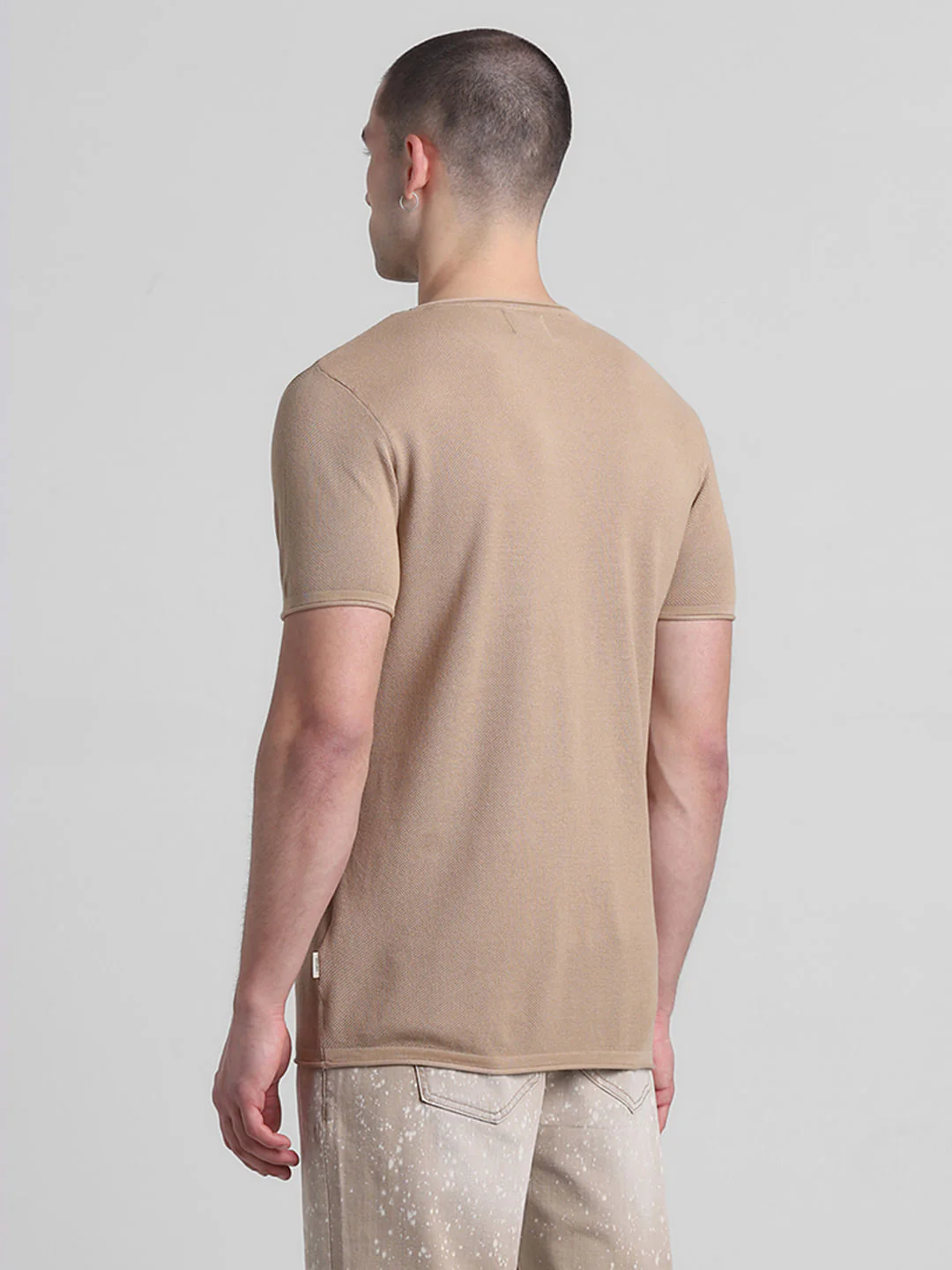 Brown Cotton Knitted T-shirt - Image 4