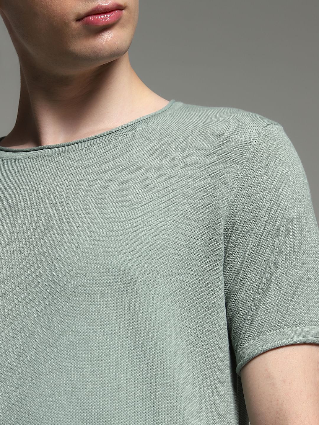 Green Knitted Crew Neck Pullover - Image 5