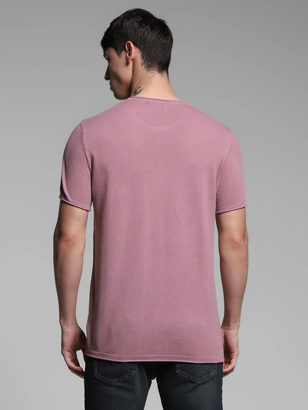 Purple Crew Neck Knitted T-shirt - Image 4