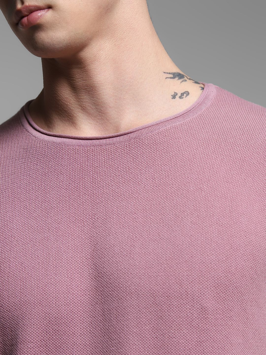 Purple Crew Neck Knitted T-shirt - Image 5