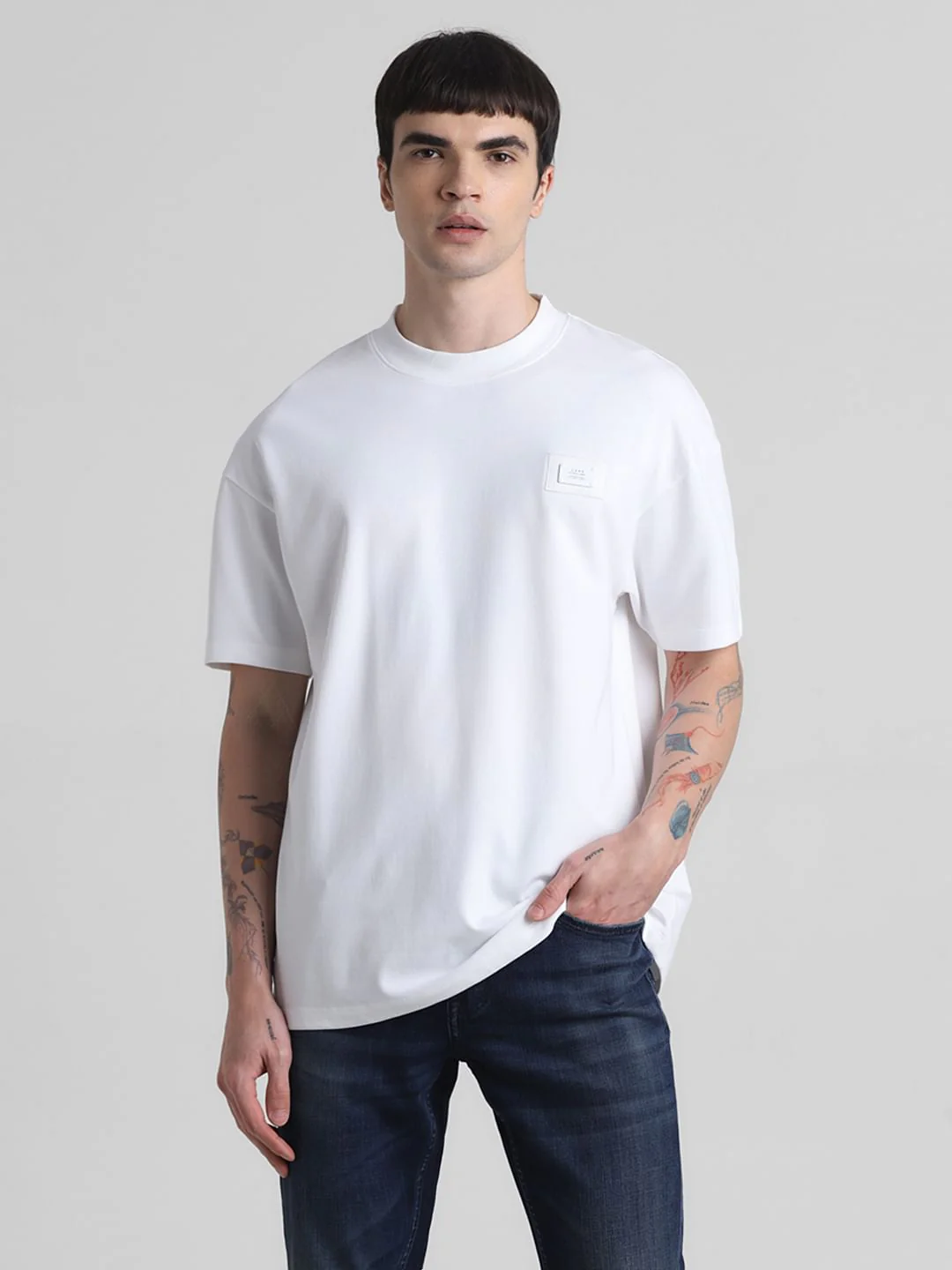 White Oversized Crew Neck T-shirt - Image 2