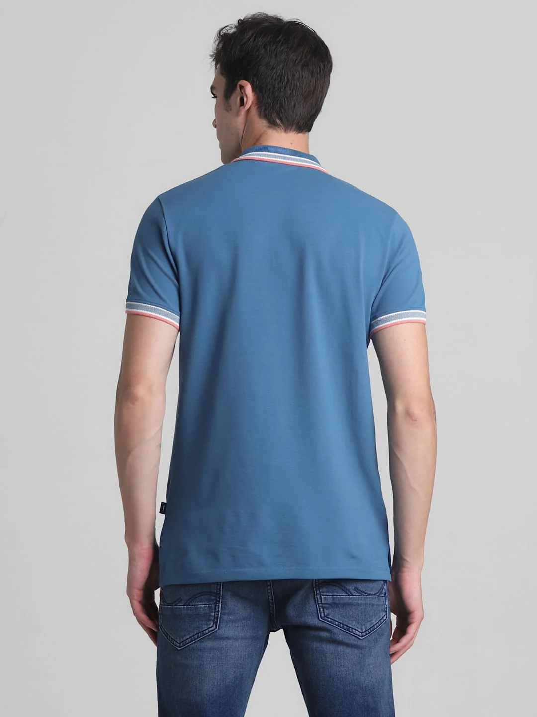 Blue Contrast Tipping Polo T-Shirt - Image 4