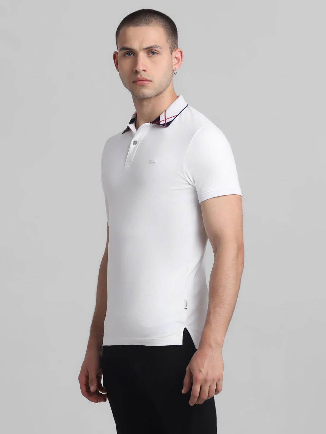 White Jacquard Polo T-shirt - Image 3
