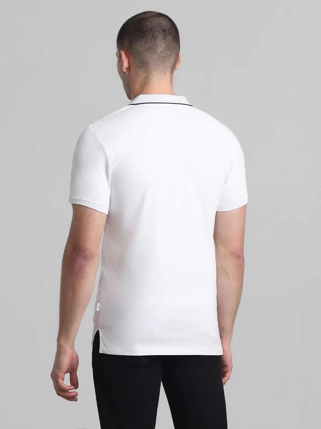 White Jacquard Polo T-shirt - Image 4