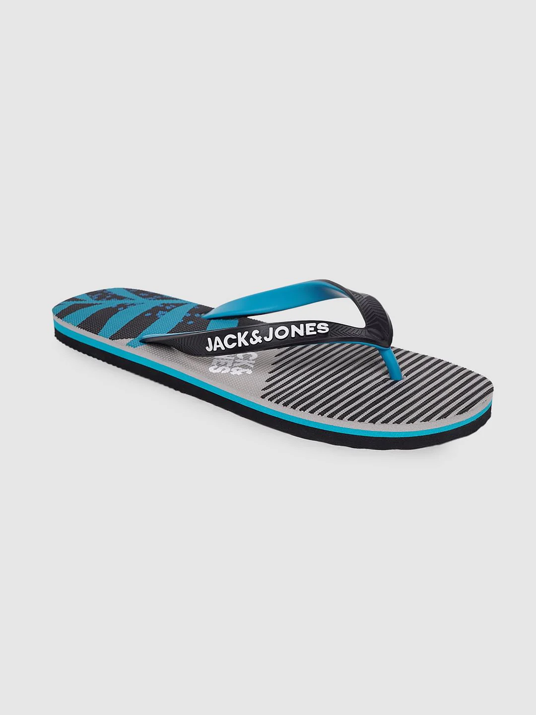 Grey & Blue Printed Flip Flops - Image 2