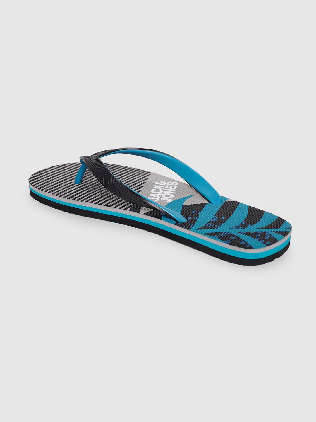 Grey & Blue Printed Flip Flops - Image 3