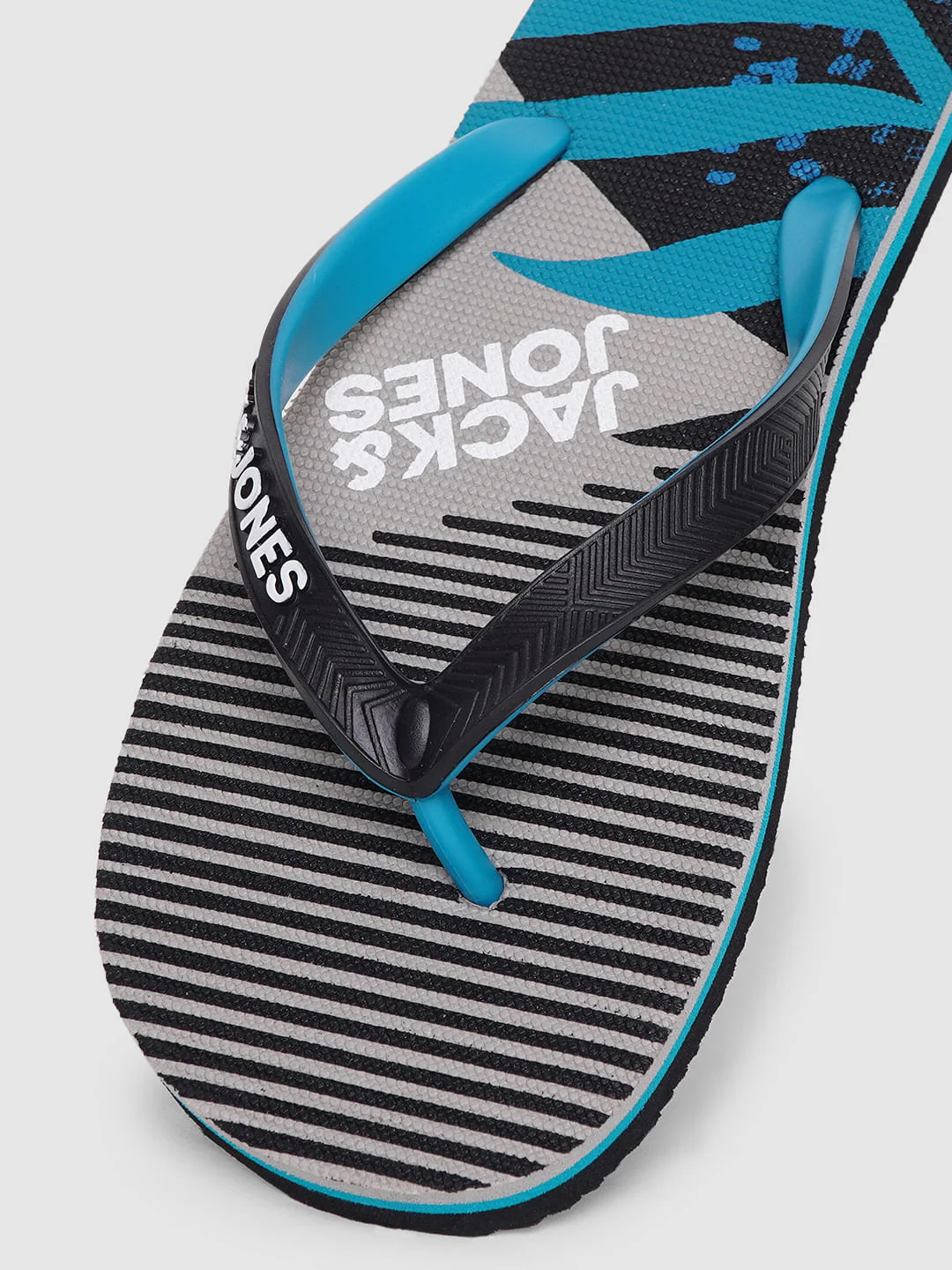 Grey & Blue Printed Flip Flops - Image 6